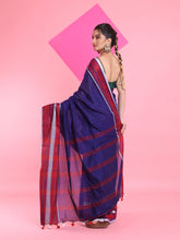 Load image into Gallery viewer, Blue Cotton Saree With Texture Borders