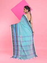 Load image into Gallery viewer, Sea Green Cotton Saree With Texture Borders