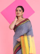 Load image into Gallery viewer, Grey Cotton Saree With Contrast Border