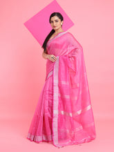 Load image into Gallery viewer, Pink Cotton Silk Saree With Zari Woven Stripes Pallu