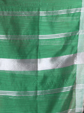 Load image into Gallery viewer, Green Cotton Silk Saree With Zari Woven Stripes Pallu