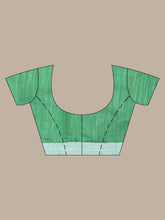 Load image into Gallery viewer, Green Cotton Silk Saree With Zari Woven Stripes Pallu