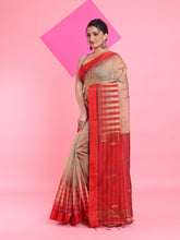 Load image into Gallery viewer, Beige Cotton Silk Saree With Ikkat Pattern