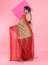 Load image into Gallery viewer, Beige Cotton Silk Saree With Ikkat Pattern