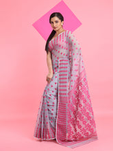 Load image into Gallery viewer, Grey Jamdani Saree With All Over Thread Weaving