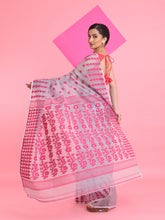 Load image into Gallery viewer, Grey Jamdani Saree With All Over Thread Weaving