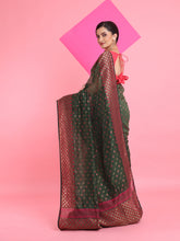 Load image into Gallery viewer, Green Jamdani Saree With All Over Zari & Thread Weaving