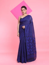 Load image into Gallery viewer, Black Jamdani Saree With All Over Thread Weaving
