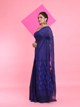 Load image into Gallery viewer, Black Jamdani Saree With All Over Thread Weaving