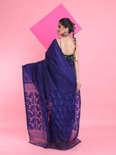 Load image into Gallery viewer, Black Jamdani Saree With All Over Thread Weaving