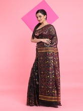 Load image into Gallery viewer, Black Jamdani Saree With All Over Zari & Thread Weaving
