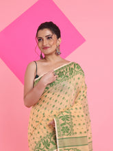 Load image into Gallery viewer, Cream Jamdani Saree With All Over Thread Weaving