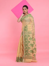 Load image into Gallery viewer, Cream Jamdani Saree With All Over Thread Weaving