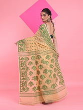 Load image into Gallery viewer, Cream Jamdani Saree With All Over Thread Weaving
