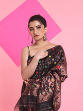 Load image into Gallery viewer, Black Jamdani Saree With All Over Zari & Thread Weaving