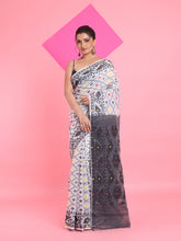 Load image into Gallery viewer, White Jamdani Saree With All Over Thread Weaving