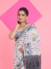 Load image into Gallery viewer, White Jamdani Saree With All Over Thread Weaving
