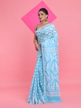 Load image into Gallery viewer, Sky Blue Jamdani Saree With All Over Thread Weaving