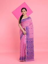 Load image into Gallery viewer, Pink Jamdani Saree With All Over Thread Weaving