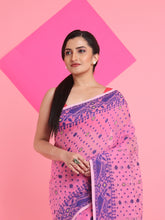 Load image into Gallery viewer, Pink Jamdani Saree With All Over Thread Weaving