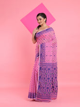 Load image into Gallery viewer, Pink Jamdani Saree With All Over Thread Weaving