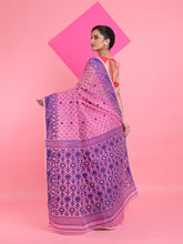 Load image into Gallery viewer, Pink Jamdani Saree With All Over Thread Weaving