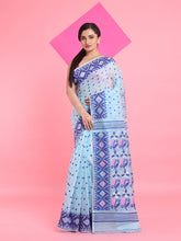Load image into Gallery viewer, Sea Green Jamdani Saree With All Over Thread Weaving