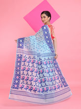 Load image into Gallery viewer, Sea Green Jamdani Saree With All Over Thread Weaving
