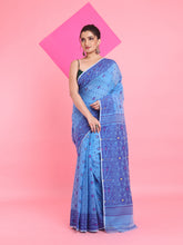 Load image into Gallery viewer, Sky Blue Jamdani Saree With All Over Thread Weaving