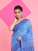 Load image into Gallery viewer, Sky Blue Jamdani Saree With All Over Thread Weaving