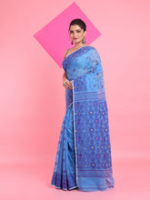 Load image into Gallery viewer, Sky Blue Jamdani Saree With All Over Thread Weaving
