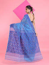 Load image into Gallery viewer, Sky Blue Jamdani Saree With All Over Thread Weaving