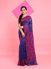 Load image into Gallery viewer, Blue Jamdani Saree With All Over Thread Weaving
