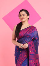 Load image into Gallery viewer, Blue Jamdani Saree With All Over Thread Weaving