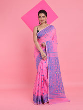 Load image into Gallery viewer, Pink Jamdani Saree With All Over Thread Weaving