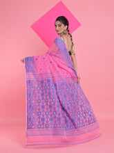 Load image into Gallery viewer, Pink Jamdani Saree With All Over Thread Weaving