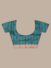 Load image into Gallery viewer, Teal Linen Saree With Nakshi Pallu