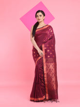 Load image into Gallery viewer, Magenta Linen Saree With Nakshi Pallu
