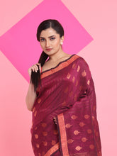Load image into Gallery viewer, Magenta Linen Saree With Nakshi Pallu