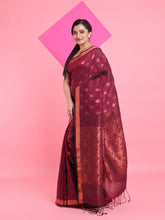 Load image into Gallery viewer, Magenta Linen Saree With Nakshi Pallu