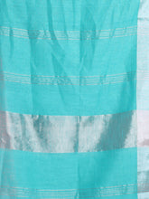 Load image into Gallery viewer, Sea Green Linen Saree With Zari Border