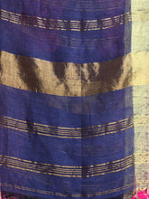 Load image into Gallery viewer, Blue Linen Saree With Zari Border