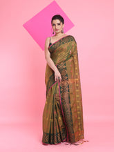Load image into Gallery viewer, Sap Green Tissue Soft Saree With Texture Designs