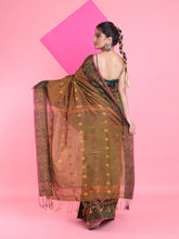 Load image into Gallery viewer, Sap Green Tissue Soft Saree With Texture Designs