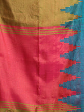 Load image into Gallery viewer, Olive Green Tissue Saree With Temple Borders