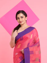 Load image into Gallery viewer, Punch Pink Tissue Saree With Woven Designs