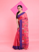 Load image into Gallery viewer, Punch Pink Tissue Saree With Woven Designs