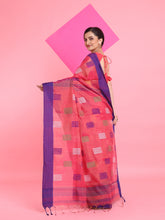 Load image into Gallery viewer, Punch Pink Tissue Saree With Woven Designs