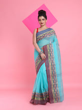 Load image into Gallery viewer, Sea Green Pure Cotton Tant Saree With Woven Designs