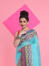 Load image into Gallery viewer, Sea Green Pure Cotton Tant Saree With Woven Designs